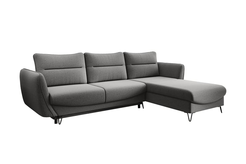 Lence Sovesofa m. Chaiselong Opbevaring - Lysegrå - Møbler - Sofaer - Sovesofaer