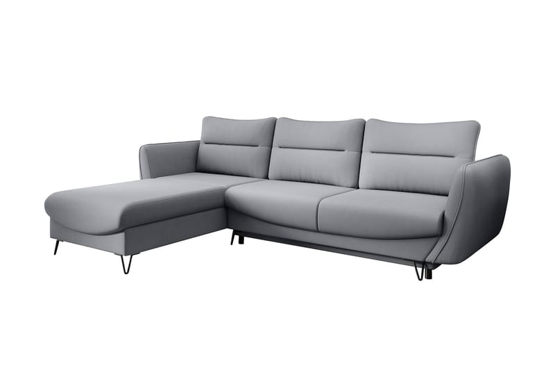 Lence Sovesofa m. Chaiselong Opbevaring - Lysegrå - Møbler - Sofaer - Sovesofaer