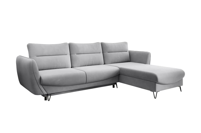 Lence Sovesofa m. Chaiselong Opbevaring - Lysegrå - Møbler - Sofaer - Sovesofaer