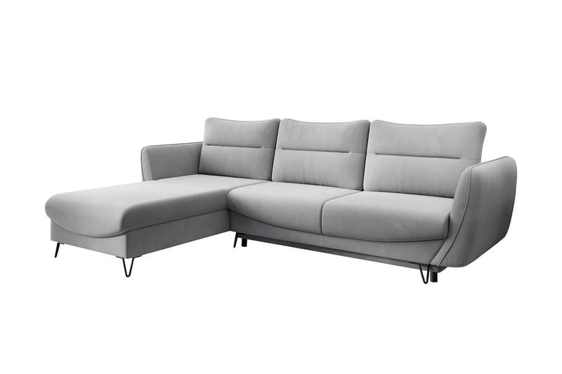 Lence Sovesofa m. Chaiselong Opbevaring - Lysegrå - Møbler - Sofaer - Sovesofaer