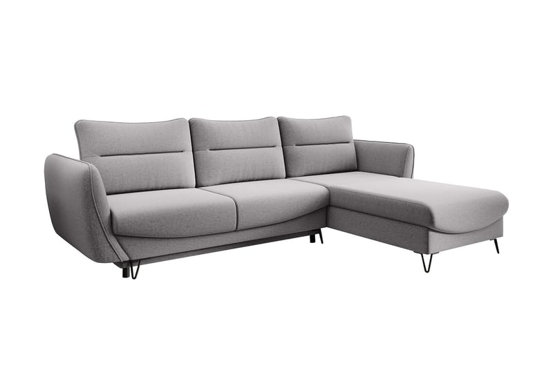 Lence Sovesofa m. Chaiselong Opbevaring - Lysegrå - Møbler - Sofaer - Sovesofaer