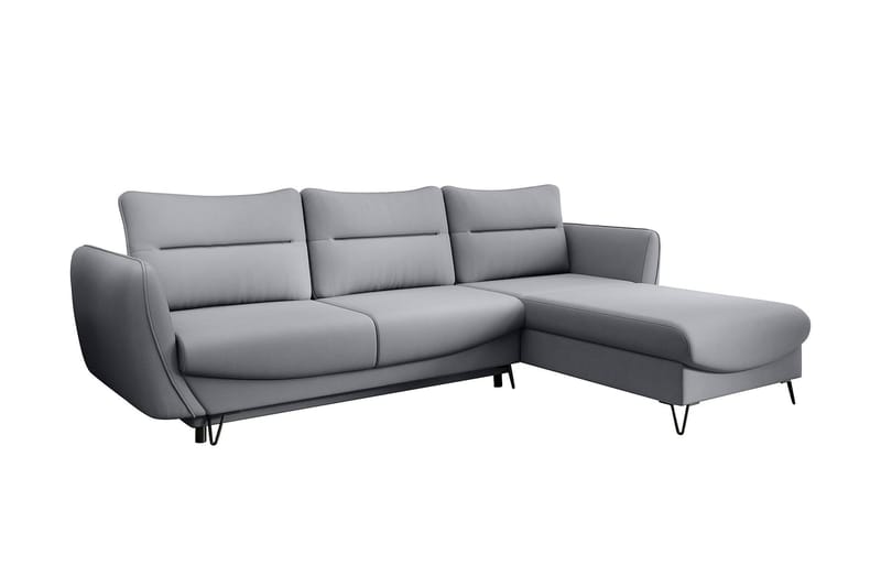 Lence Sovesofa m. Chaiselong Opbevaring - Lysegrå - Møbler - Sofaer - Sovesofaer