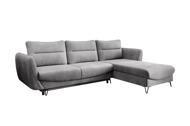 Lence Sovesofa m. Chaiselong Opbevaring - Lysegrå - Møbler - Sofaer - Sovesofaer