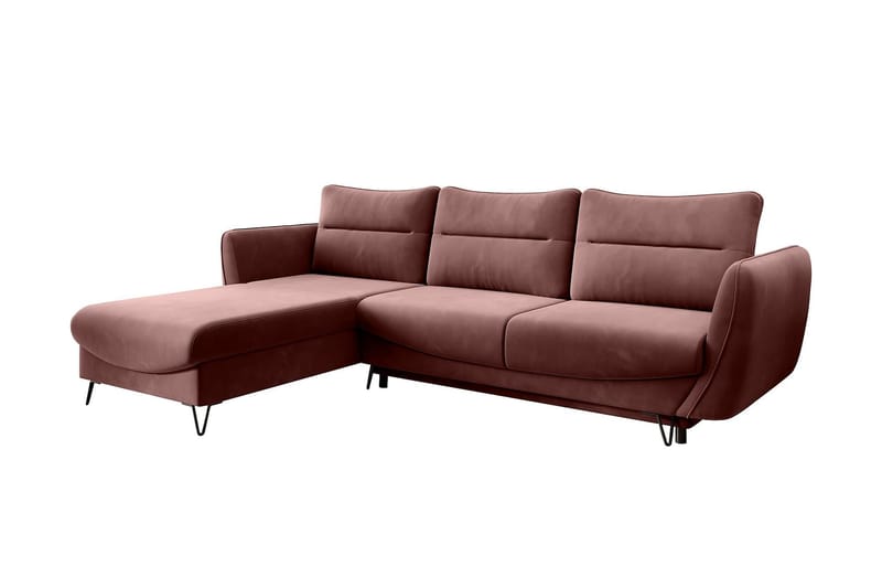 Lence Sovesofa m. Chaiselong Opbevaring - Lyserød - Møbler - Sofaer - Sovesofaer