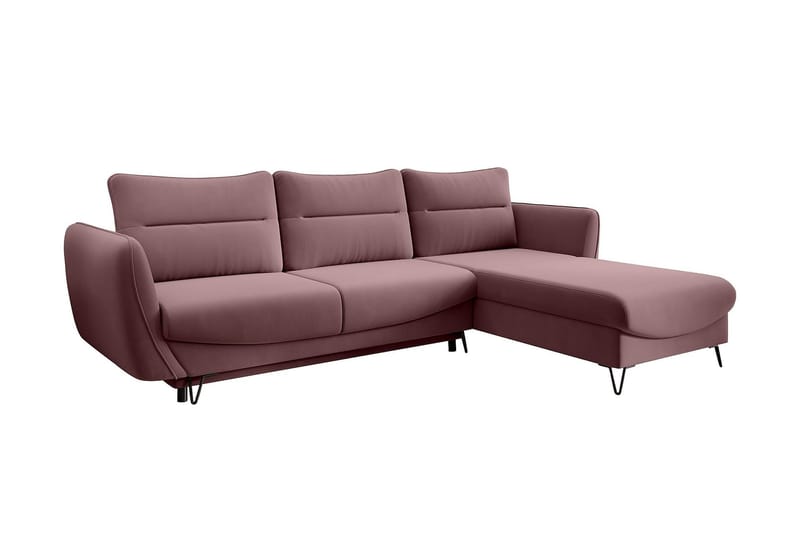 Lence Sovesofa m. Chaiselong Opbevaring - Lyserød - Møbler - Sofaer - Sovesofaer