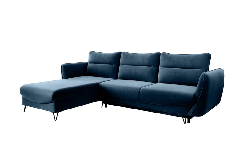 Lence Sovesofa m. Chaiselong Opbevaring - Mørkeblå - Møbler - Sofaer - Sovesofaer
