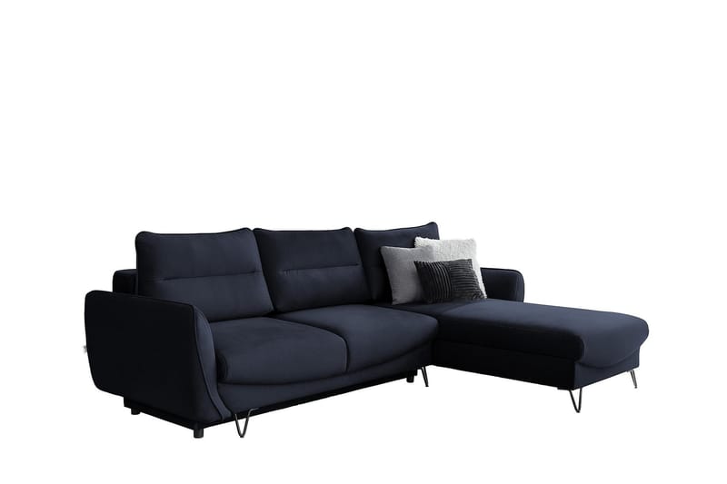 Lence Sovesofa m. Chaiselong Opbevaring - Mørkeblå - Møbler - Sofaer - Sovesofaer