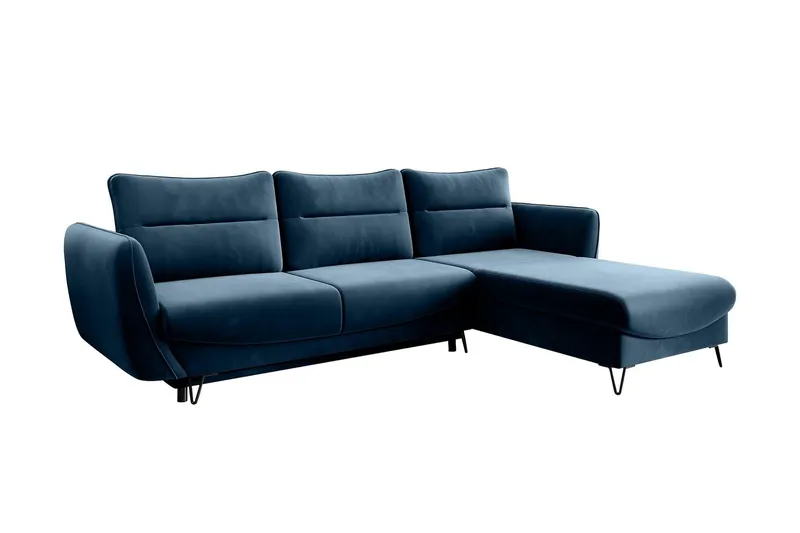 Lence Sovesofa m. Chaiselong Opbevaring - Mørkeblå - Møbler - Sofaer - Sovesofaer