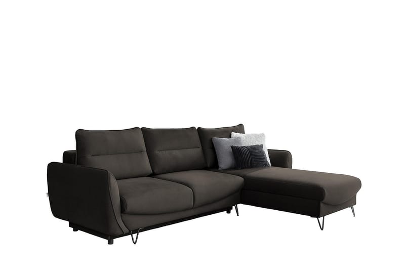 Lence Sovesofa m. Chaiselong Opbevaring - Mørkebrun - Møbler - Sofaer - Sovesofaer
