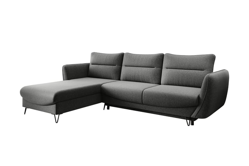 Lence Sovesofa m. Chaiselong Opbevaring - Mørkegrå - Møbler - Sofaer - Sovesofaer