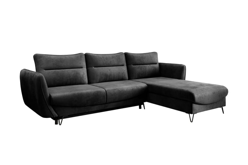 Lence Sovesofa m. Chaiselong Opbevaring - Mørkegrå - Møbler - Sofaer - Sovesofaer