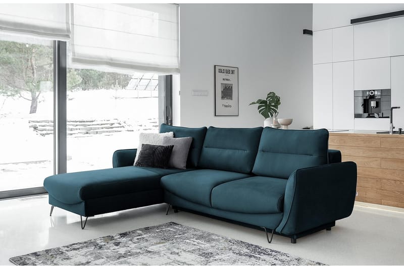 Lence Sovesofa m. Chaiselong Opbevaring - Mørkegrøn - Møbler - Sofaer - Sovesofaer