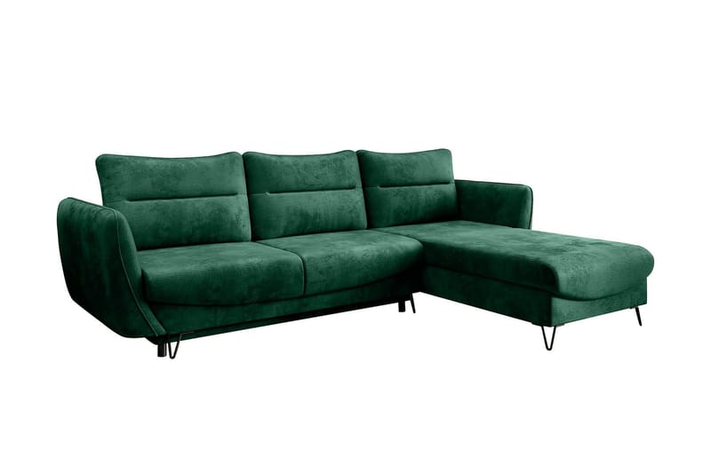 Lence Sovesofa m. Chaiselong Opbevaring - Mørkegrøn - Møbler - Sofaer - Sovesofaer