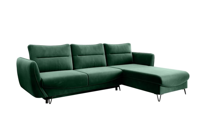 Lence Sovesofa m. Chaiselong Opbevaring - Mørkegrøn - Møbler - Sofaer - Sovesofaer