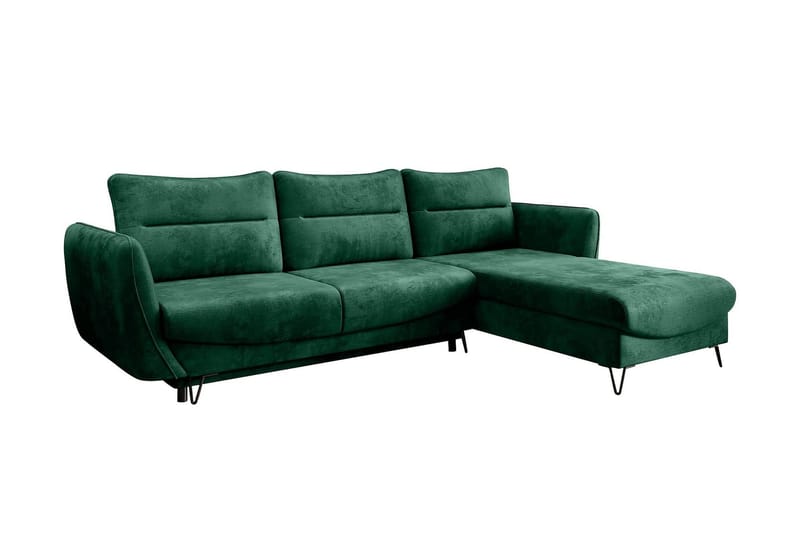 Lence Sovesofa m. Chaiselong Opbevaring - Mørkegrøn - Møbler - Sofaer - Sovesofaer