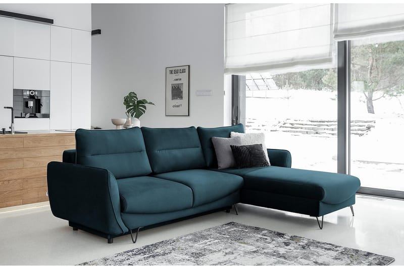 Lence Sovesofa m. Chaiselong Opbevaring - Mørkegrøn - Møbler - Sofaer - Sovesofaer