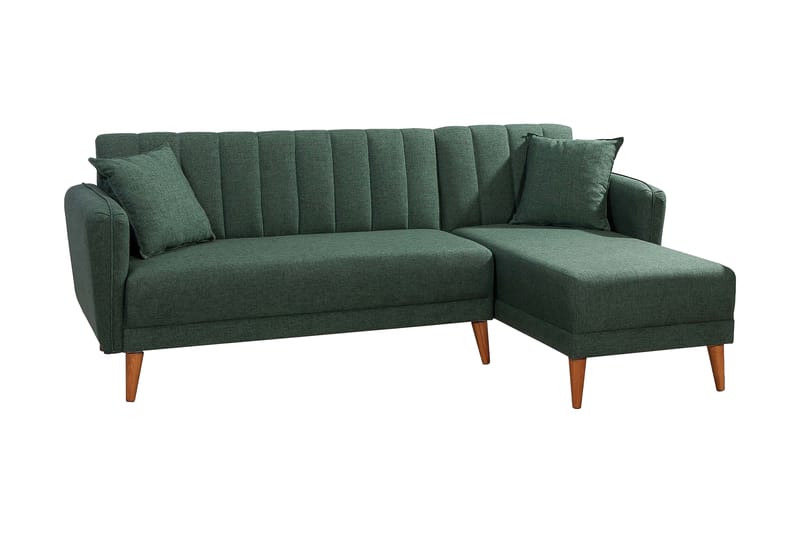 Lepinas Sovesofa med Chaiselong Højre - Mørkegrøn/Natur - Møbler - Sofaer - Sovesofaer