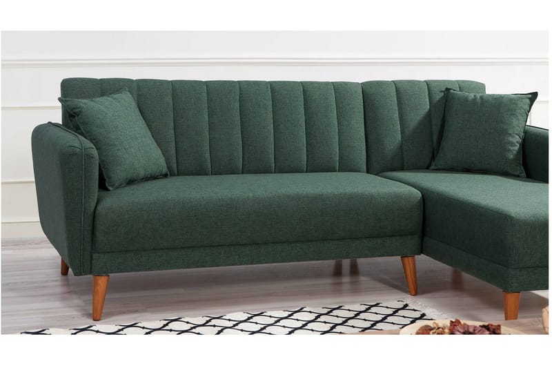 Lepinas Sovesofa med Chaiselong Højre - Mørkegrøn/Natur - Møbler - Sofaer - Sovesofaer