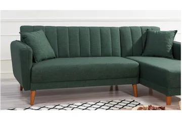 Lepinas Sovesofa med Chaiselong Højre - Mørkegrøn/Natur - Møbler - Sofaer - Sovesofaer