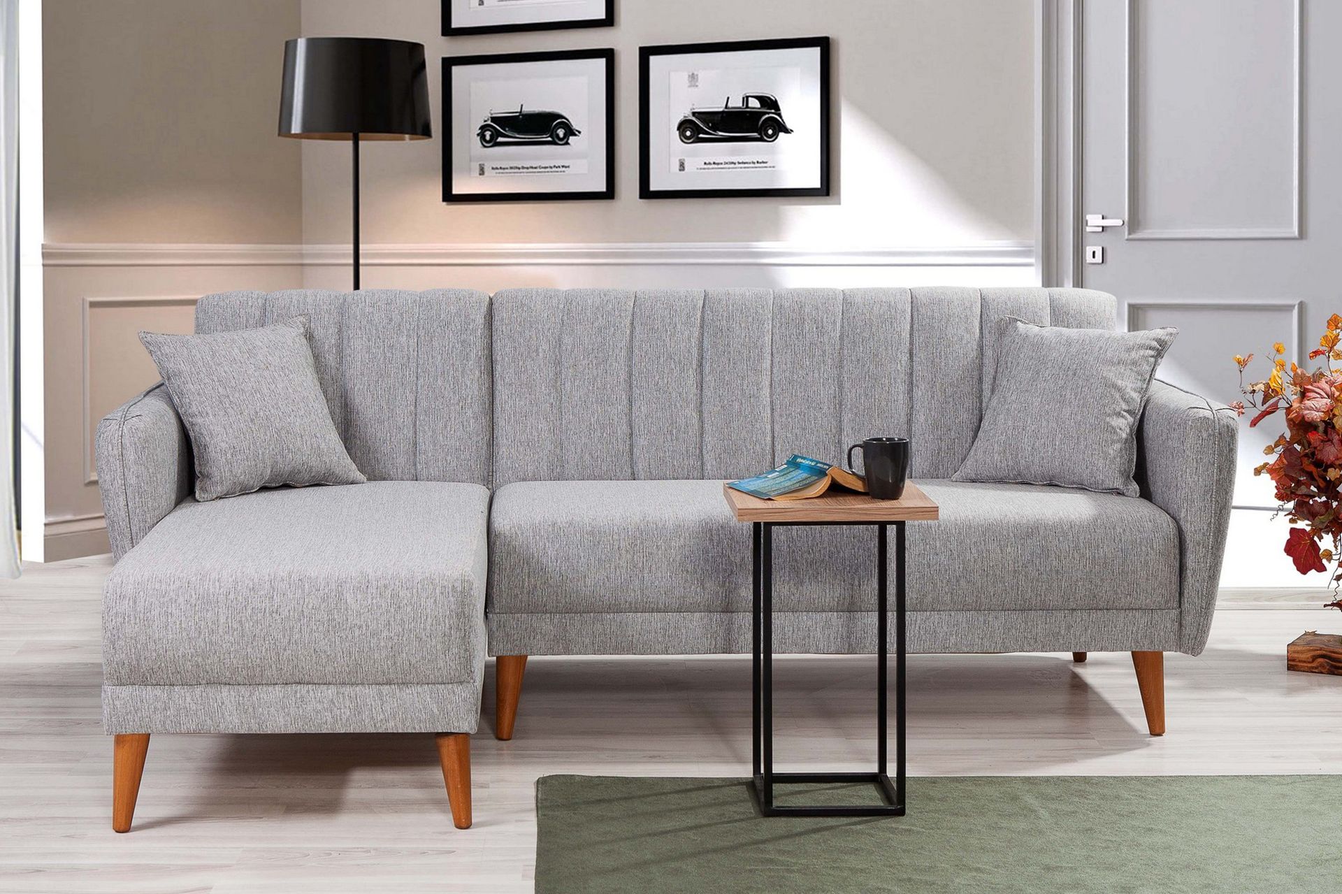 Lepinas Sovesofa med Chaiselong Venstre - Grå/Natur - Møbler - Sofaer - Sovesofaer