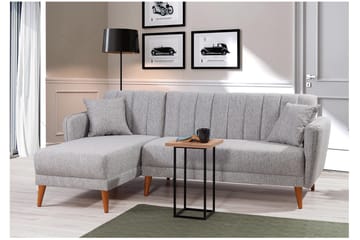 Lepinas Sovesofa med Chaiselong Venstre - Grå/Natur - Møbler - Sofaer - Sovesofaer