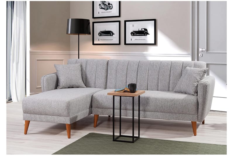Lepinas Sovesofa med Chaiselong Venstre - Grå/Natur - Møbler - Sofaer - Sovesofaer