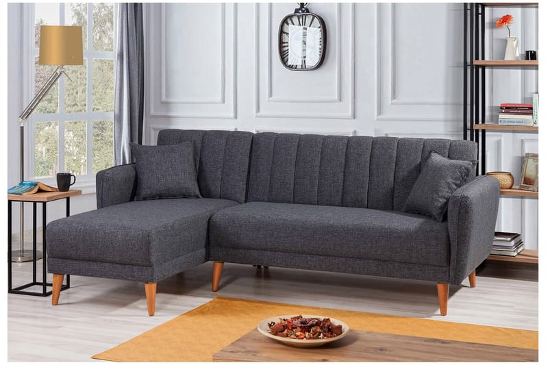 Lepinas Sovesofa med Chaiselong Venstre - Mørkegrå/Natur - Møbler - Sofaer - Sovesofaer