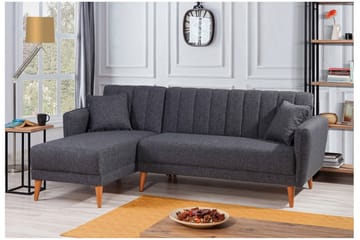 Lepinas Sovesofa med Chaiselong Venstre - Mørkegrå/Natur - Møbler - Sofaer - Sovesofaer