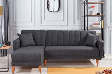 Lepinas Sovesofa med Chaiselong Venstre - Mørkegrå/Natur - Møbler - Sofaer - Sovesofaer
