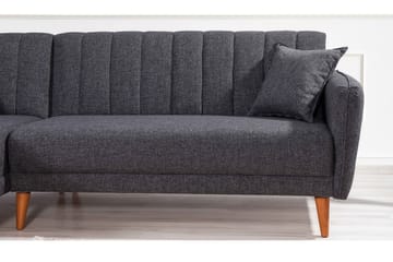 Lepinas Sovesofa med Chaiselong Venstre - Mørkegrå/Natur - Møbler - Sofaer - Sovesofaer