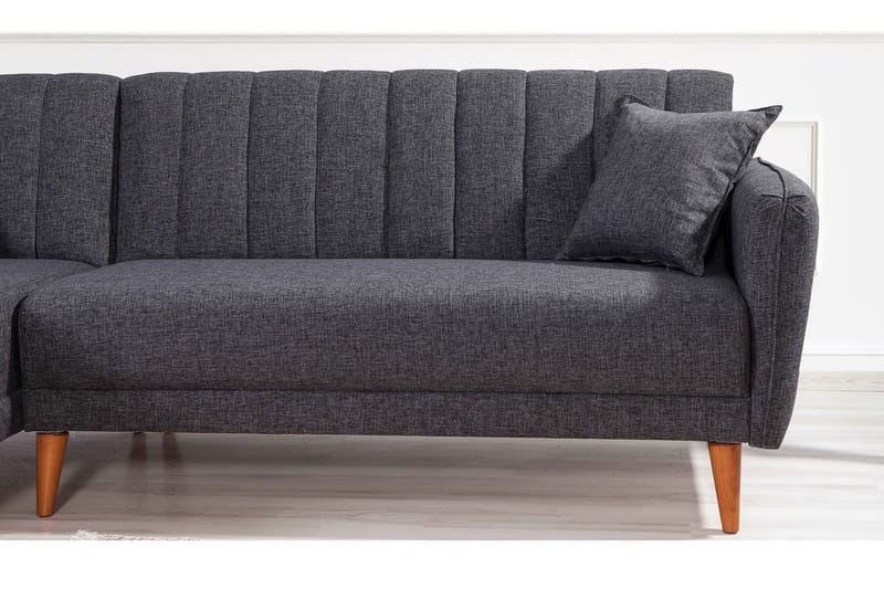 Lepinas Sovesofa med Chaiselong Venstre - Mørkegrå/Natur - Møbler - Sofaer - Sovesofaer