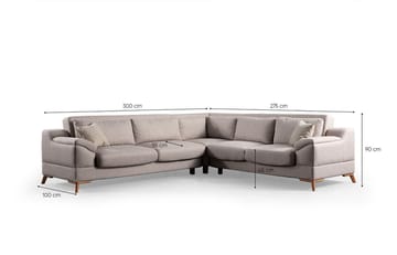 Lepinas Venstrevendt L-formet Sovesofa 55x275 cm med Opbevaring - Beige - Møbler - Sofaer - Sovesofaer