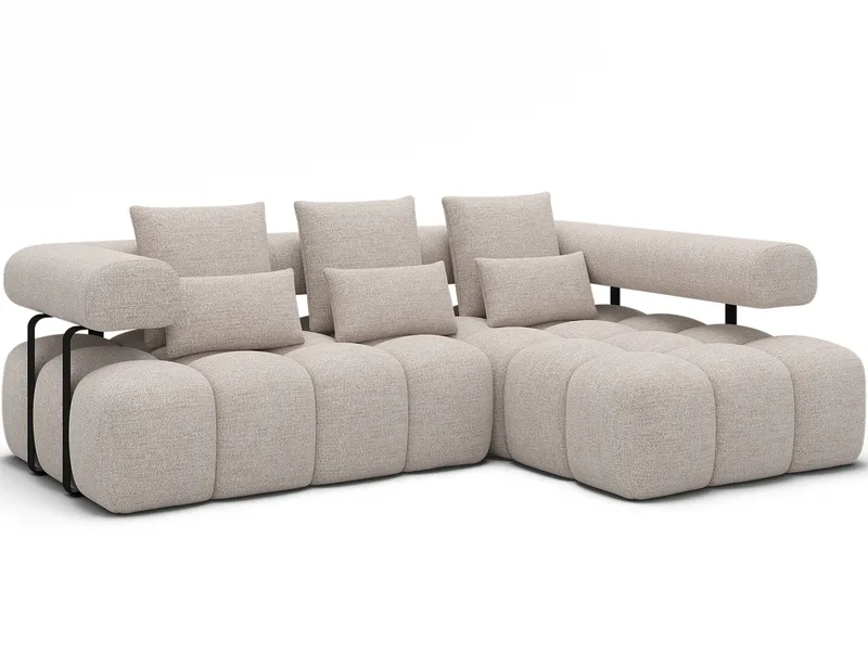 Levvi 3-personers boblende sovesofa med divan, højre, Bazalt 18