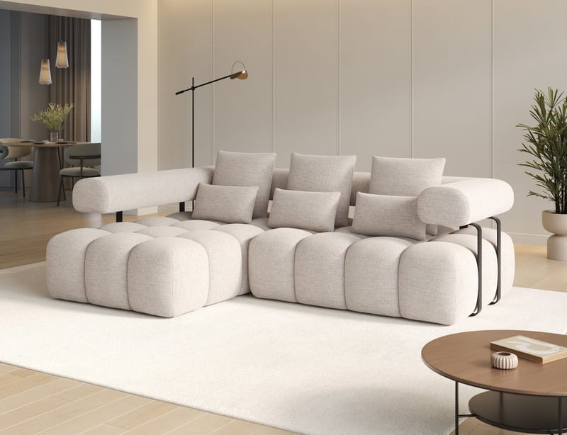 Levvi 3-personers Bubblig sovesofa med divan venstre - Bazalt 18 - Møbler - Sofaer - Sovesofaer