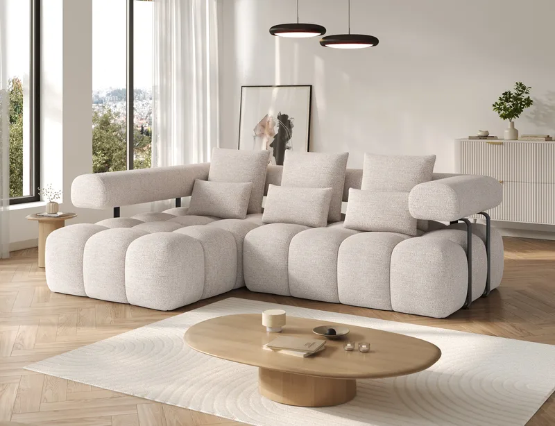 Levvi 3-personers Bubblig sovesofa med divan venstre - Bazalt 18 - Møbler - Sofaer - Sovesofaer