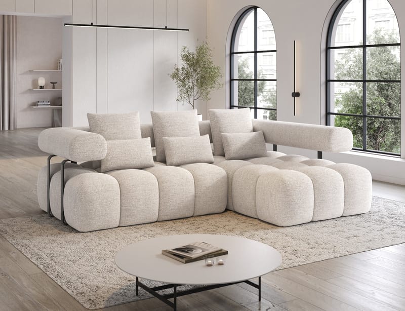 Levvi 3-personers boblende sovesofa med divan, højre - Bazalt 18 - Møbler - Sofaer - Sovesofaer