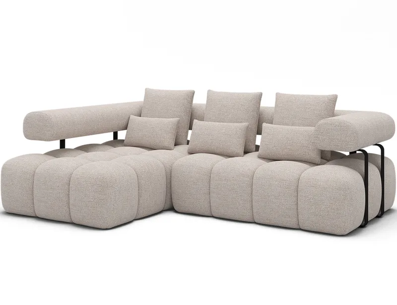 Levvi 3-personers Bubblig sovesofa med divan venstre, Bazalt 18