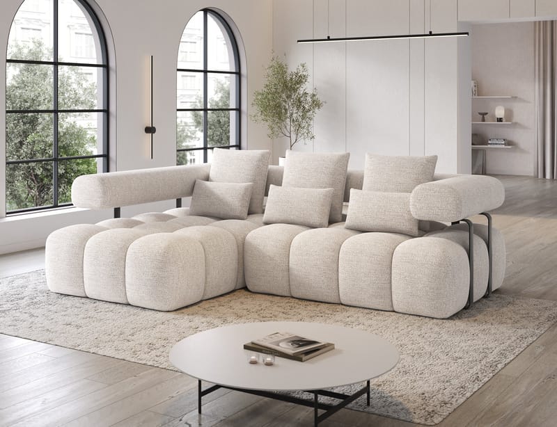 Levvi 3-personers Bubblig sovesofa med divan venstre - Bazalt 18 - Møbler - Sofaer - Sovesofaer