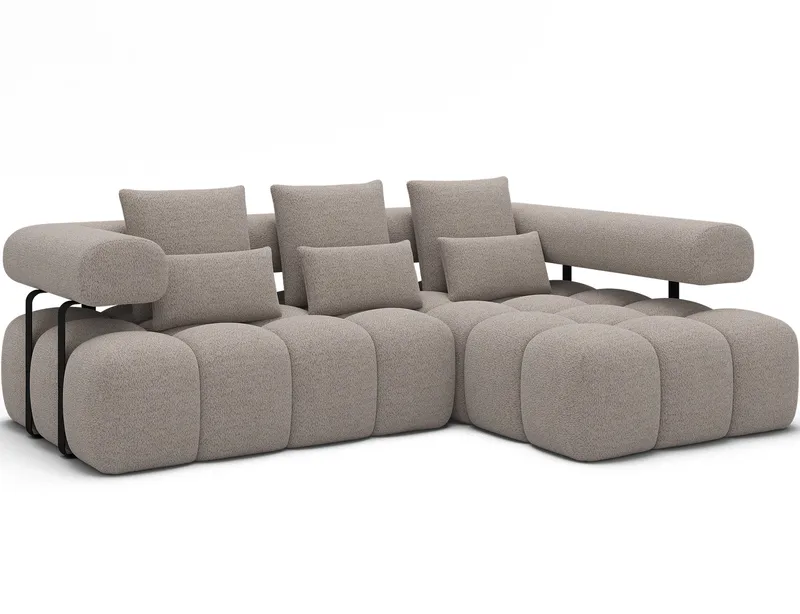 Levvi 3-personers boblende sovesofa med divan, højre, Royal 18