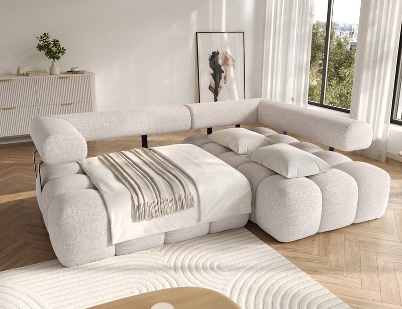 Levvi 3-personers boblende sovesofa med divan, højre - Bazalt 18 - Møbler - Sofaer - Sovesofaer