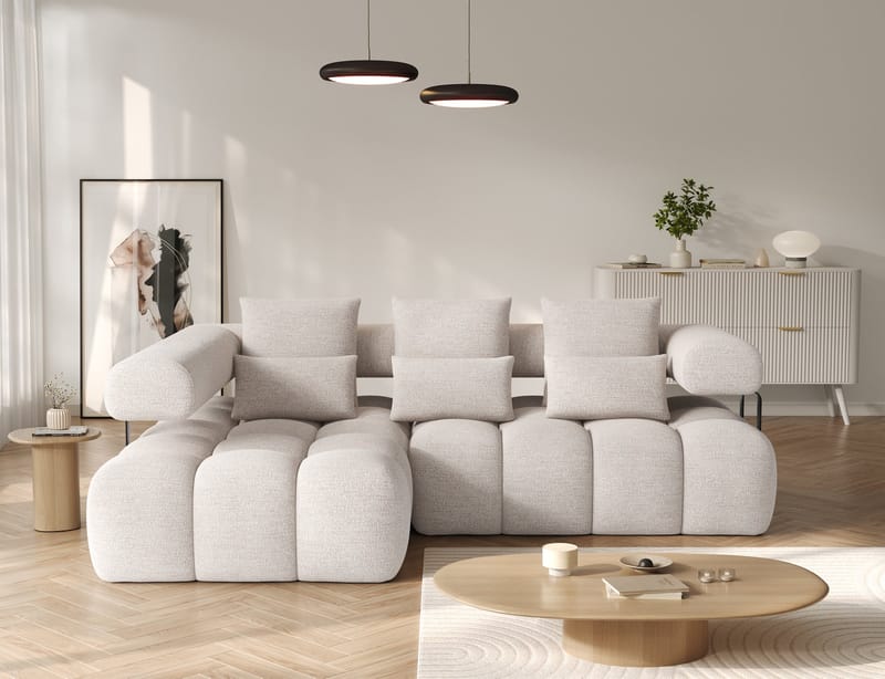 Levvi 3-personers Bubblig sovesofa med divan venstre - Bazalt 18 - Møbler - Sofaer - Sovesofaer
