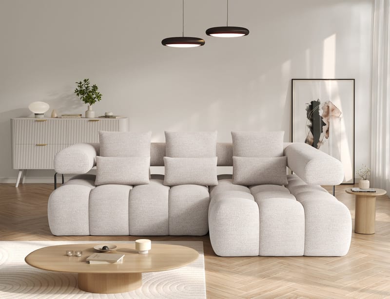 Levvi 3-personers boblende sovesofa med divan, højre - Bazalt 18 - Møbler - Sofaer - Sovesofaer