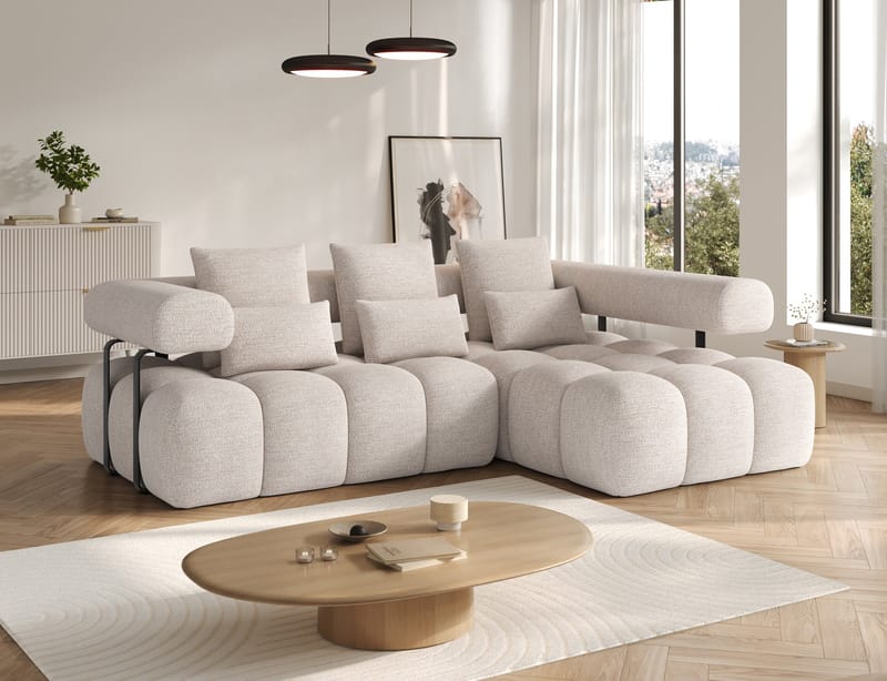 Levvi 3-personers boblende sovesofa med divan, højre - Bazalt 18 - Møbler - Sofaer - Sovesofaer