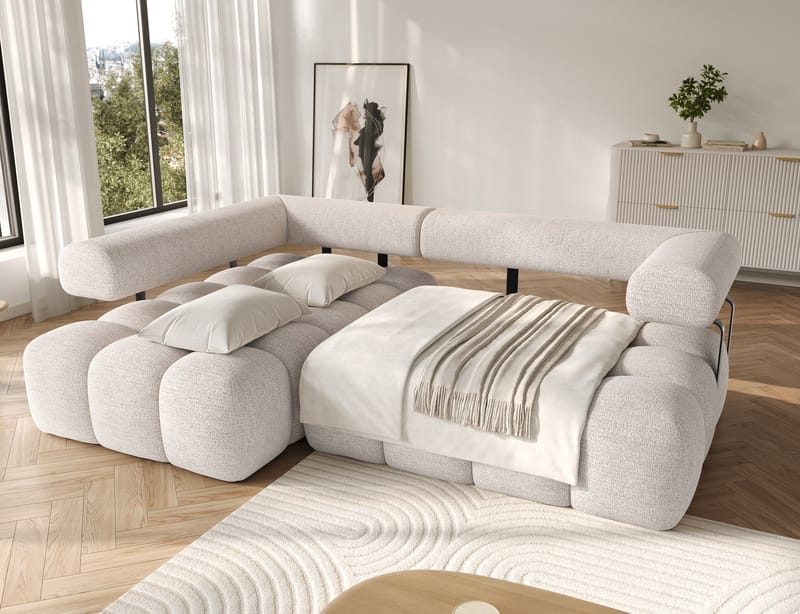 Levvi 3-personers Bubblig sovesofa med divan venstre - Bazalt 18 - Møbler - Sofaer - Sovesofaer