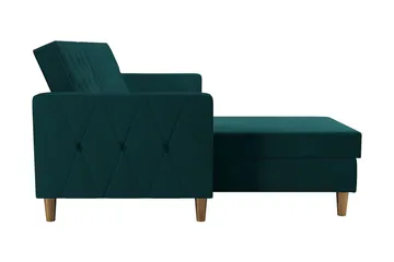 Liberty 3-personers Venstrevendt Sovesofa med Chaiselong 105x195 cm med Opbevaring i Stof - Grøn - Møbler - Sofaer - Sovesofaer