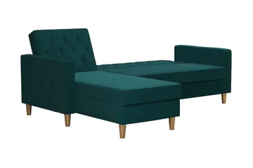 Liberty 3-personers Venstrevendt Sovesofa med Chaiselong 105x195 cm med Opbevaring i Stof - Grøn - Møbler - Sofaer - Sovesofaer