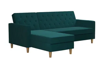 Liberty 3-personers Venstrevendt Sovesofa med Chaiselong 105x195 cm med Opbevaring i Stof - Grøn - Møbler - Sofaer - Sovesofaer