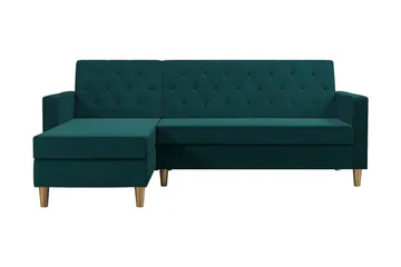 Liberty 3-personers Venstrevendt Sovesofa med Chaiselong 105x195 cm med Opbevaring i Stof - Grøn - Møbler - Sofaer - Sovesofaer