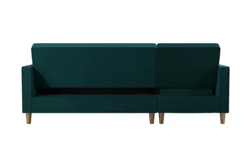 Liberty 3-personers Venstrevendt Sovesofa med Chaiselong 105x195 cm med Opbevaring i Stof - Grøn - Møbler - Sofaer - Sovesofaer
