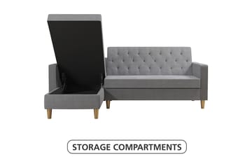 Liberty Chaiselongsovesofa Grå - CosmoLiving - Møbler - Sofaer - Sovesofaer - Sovesofa chaiselong